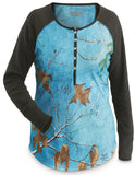 Women's MOSSY-OAK BREAK-UP COUNTRY Camo Thermal Knit Henley Shirt *PINK or BLUE