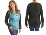 Women's MOSSY-OAK BREAK-UP COUNTRY Camo Thermal Knit Henley Shirt *PINK or BLUE