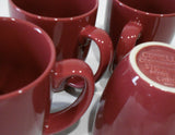 ❤️ 4 New CORELLE 11-oz RASPBERRY Red Stoneware Mugs *NORDIC BLOOMS Creamy Mauve