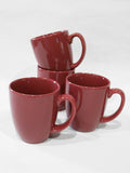❤️ 4 New CORELLE 11-oz RASPBERRY Red Stoneware Mugs *NORDIC BLOOMS Creamy Mauve