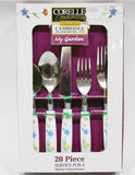 ❤️ NEW 20-pc Corelle MY GARDEN Stainless Steel FLATWARE SET Colorful Spring Floral