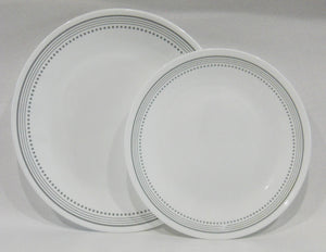 Corelle MYSTIC GRAY Choose: DINNER or LUNCH PLATE *Soft Grey Bands & Dots Border