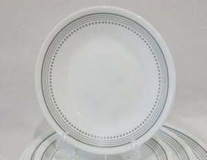 Corelle MYSTIC GRAY 6 3/4 BREAD PLATE Appetizer BORDER of SOFT GREY BANDS & DOTS