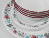 ❤️ 12-pc Corelle NORDIC BLOOM Dinnerware Set *Scandinavia Wildflowers Rasberry Teal Gray