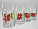 ❤️ NEW 4 Corelle PACIFIC BLOOM 7-oz JUICE GLASSES Red Hibiscus Floral