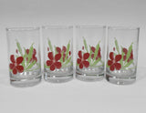 ❤️ NEW 4 Corelle PACIFIC BLOOM 7-oz JUICE GLASSES Red Hibiscus Floral