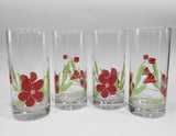 ❤️ NEW 4 Corelle PACIFIC BLOOM 16-oz TUMBLER GLASSES Iced Tea Cooler *Red Hibiscus Floral