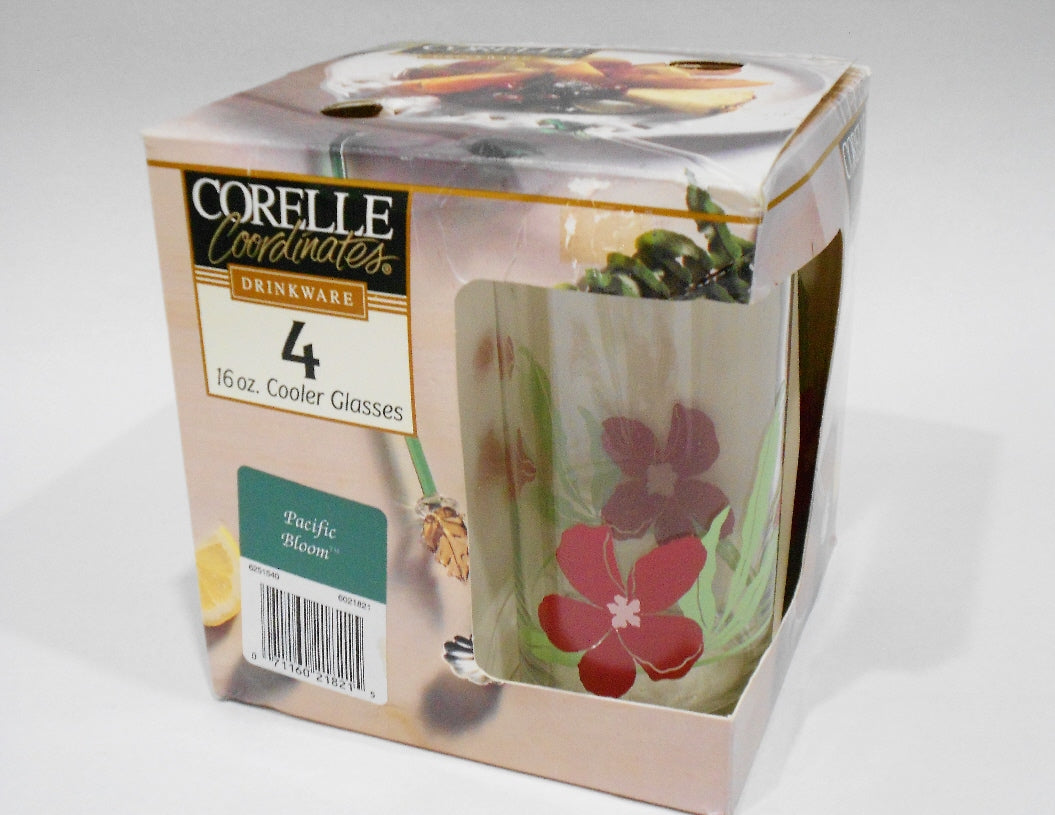 ❤️ NEW 4 Corelle PACIFIC BLOOM 16-oz TUMBLER GLASSES Iced Tea Cooler * –  Tarlton Place