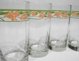 ❤️ 4 Corelle PEACH FLORAL 12-oz Iced Tea TUMBLER GLASSES *Summer Floral Blooms