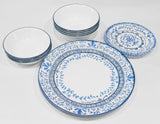 ❤️ NEW 16-pc Corelle PORTOFINO Dinnerware Set w/10-oz Dessert Bowls *Italian Blue Tiles