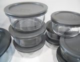 ❤️ NEW 20-pc PYREX Food Storage Container Set Glass w/GRAY COVERS Lids 7 4 2 1 Cup