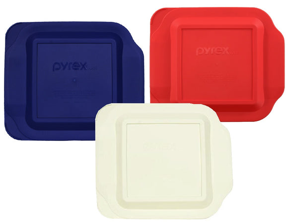 1 PYREX Bakeware 8 x 8 PLASTIC COVER Choose: RED WHITE or BLUE 222-PC *Tab Handles