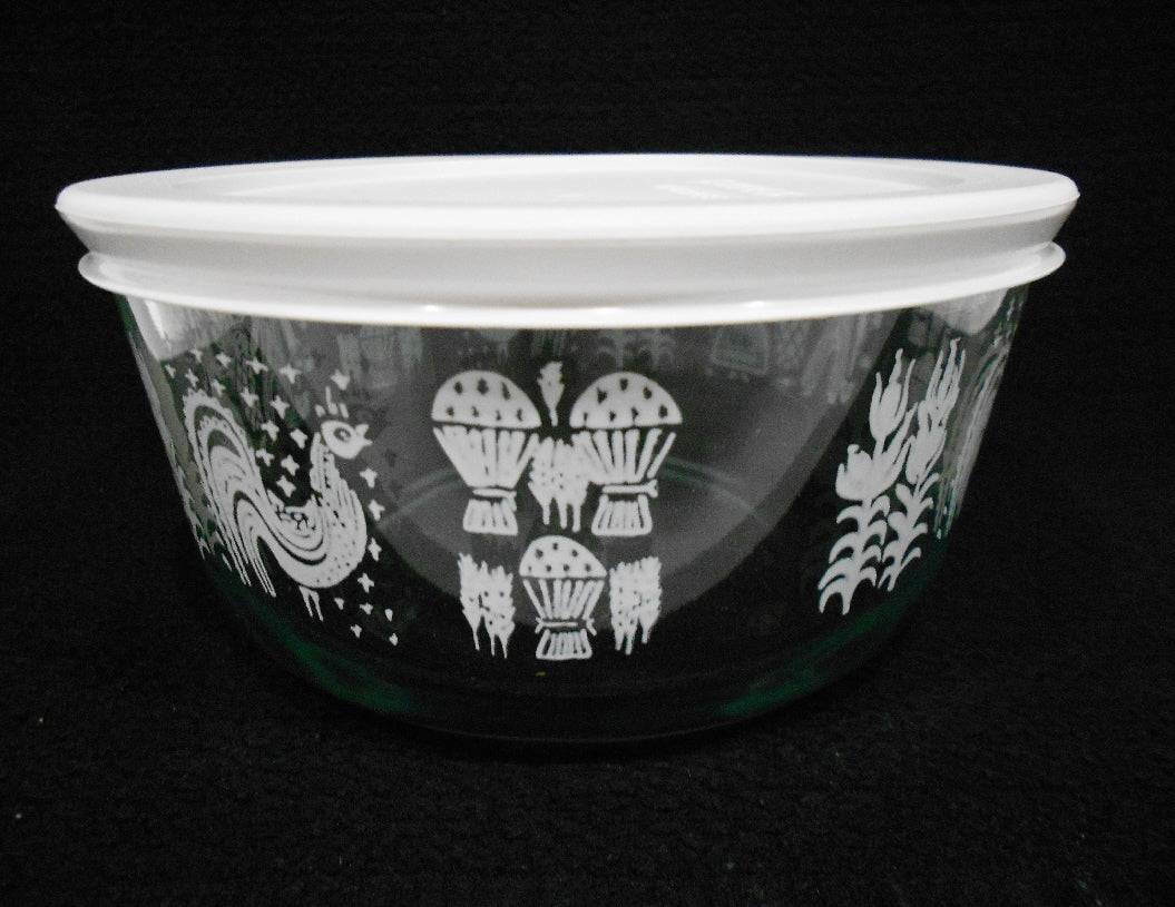 ❤️ PYREX 4 Cup AMISH BUTTERPRINT Glass Storage Bowl WHITE