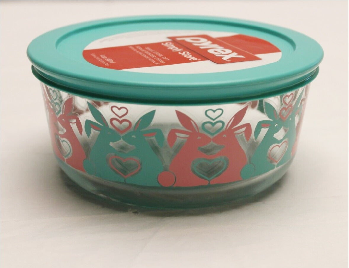 ❤️ PYREX Cup Glass Storage Bowl SPRING FLING BUNNY Love Pink
