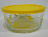 ❤️ PYREX 4 Cup YELLOW CHICK BIRDS Glass Storage Bowl 1 QT Easter Musical Notes