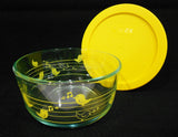 ❤️ PYREX 4 Cup YELLOW CHICK BIRDS Glass Storage Bowl 1 QT Easter Musical Notes