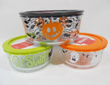 New 6-pc Pyrex HALLOWEEN Storage Bowl Set Trick or Treat Spiders Pumpkins Ghosts
