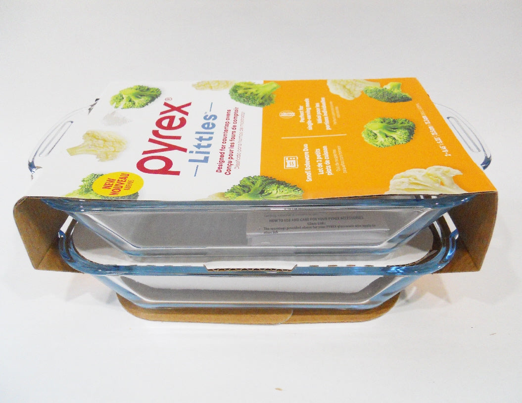 Pyrex 28 ️ 2-pc PYREX LITTLES 28-oz Single-Serve Glass BAKEWARE Set **Toaster ...