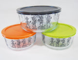 6-pc Pyrex MARIACHI BAND Storage Bowls Halloween BLACK Day of the Dead Skeletons