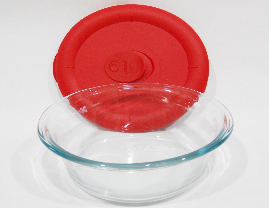 Pyrex Storage Deluxe 1-2/3-Cup Round Dish, Clear with Blue Lid
