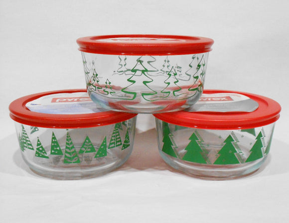 ❤️ New PYREX 4-Cup CHRISTMAS TREE Storage Dish Winter Holiday *CHOICE OF PATTERN