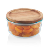 1 PYREX 4 CUP Glass Food Storage Container w/ WOODEN LID & SEAL Dry Goods, Crafts