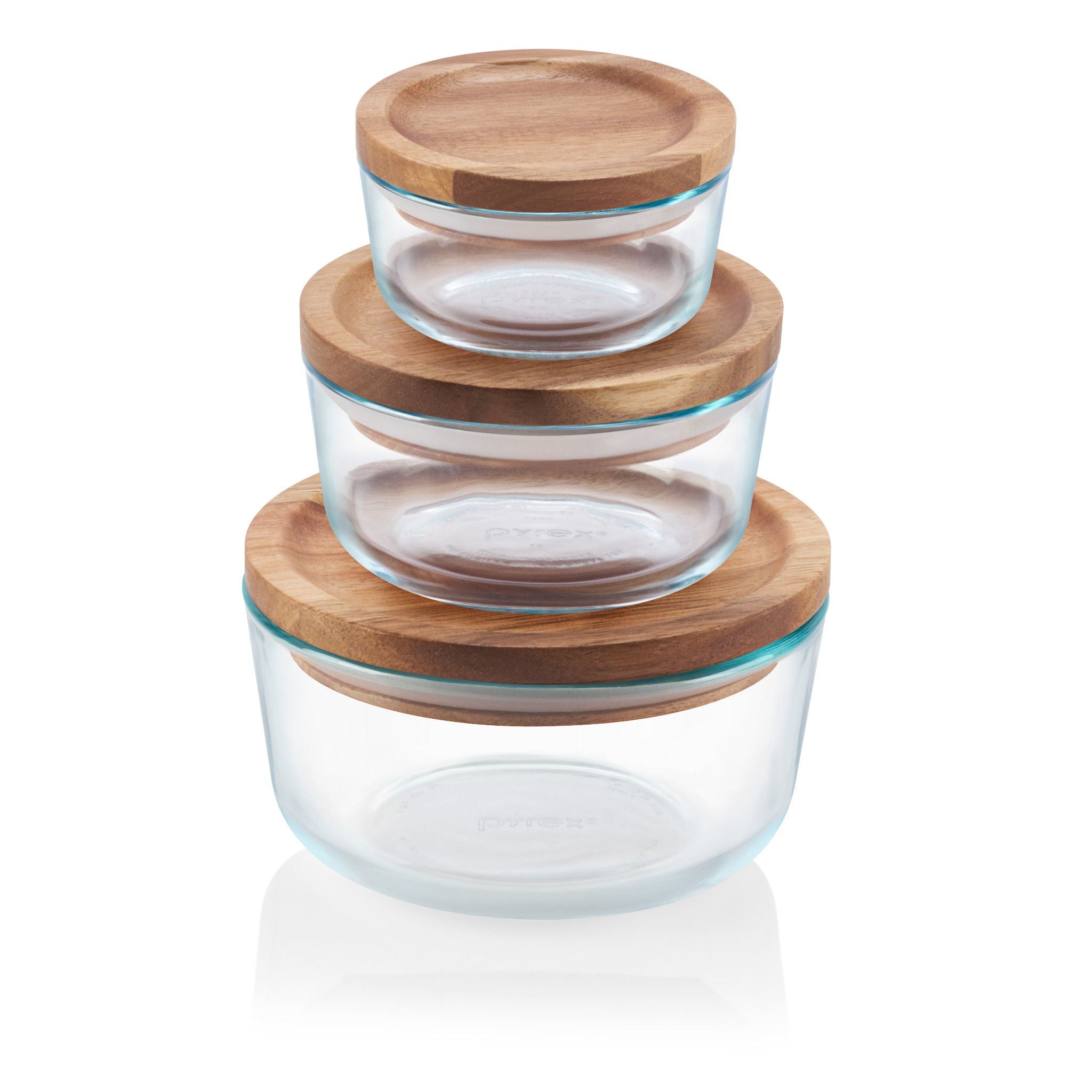 Pyrex 6-Piece Glass Food Storage Container Set with Wood Lids
