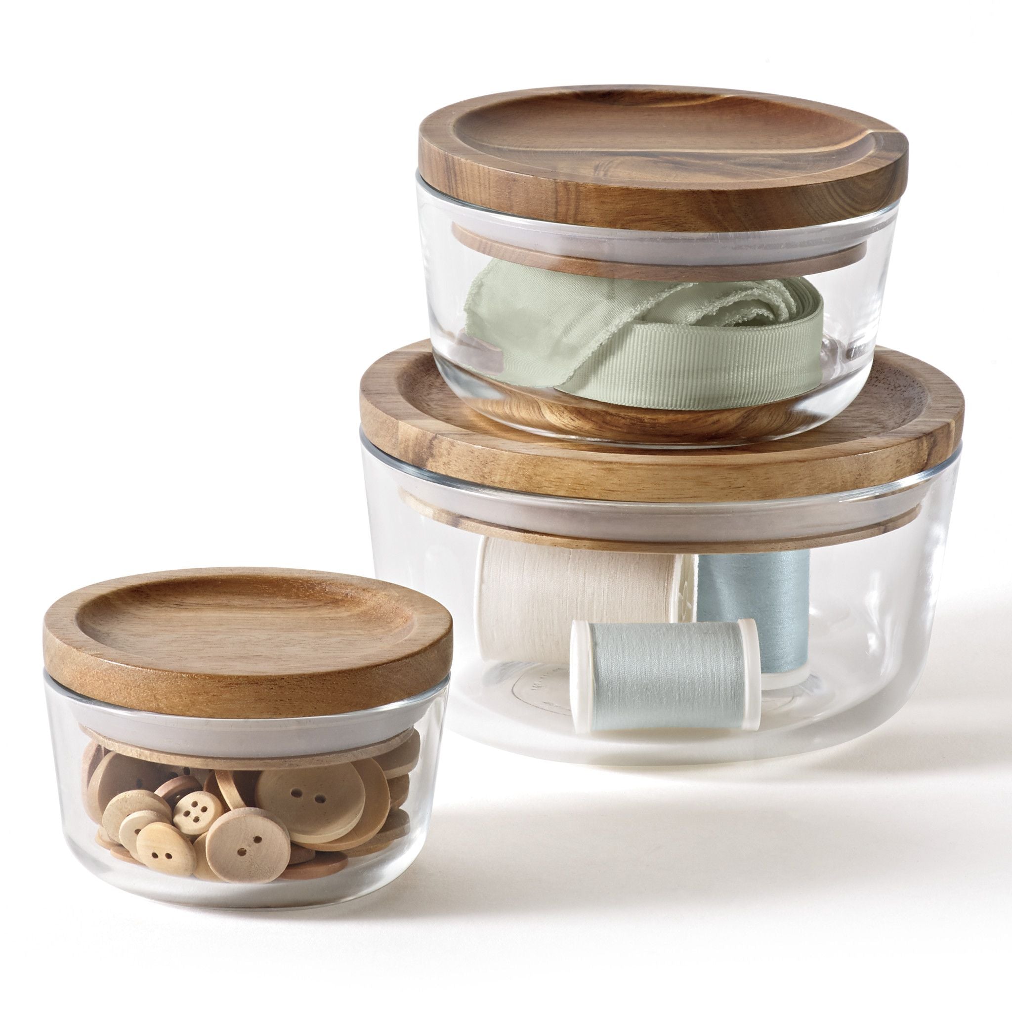 Pyrex 6-Piece Glass Food Storage Container Set with Wood Lids