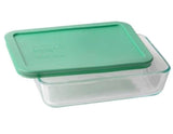 ❤️ PYREX 3 Cup DUSTY JADE GREEN Rectangle Glass STORAGE DISH & Plastic COVER 7210