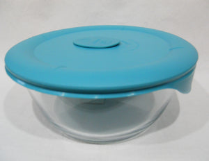 New PYREX Pro ROUND 5 Cup DISH & Vented COVER Choose TURQUOISE or NAVY BLUE 8201