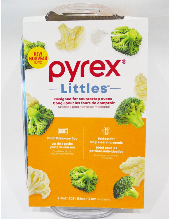 Pyrex 28 ️ 2-pc PYREX LITTLES 28-oz Single-Serve Glass BAKEWARE Set **Toaster ...