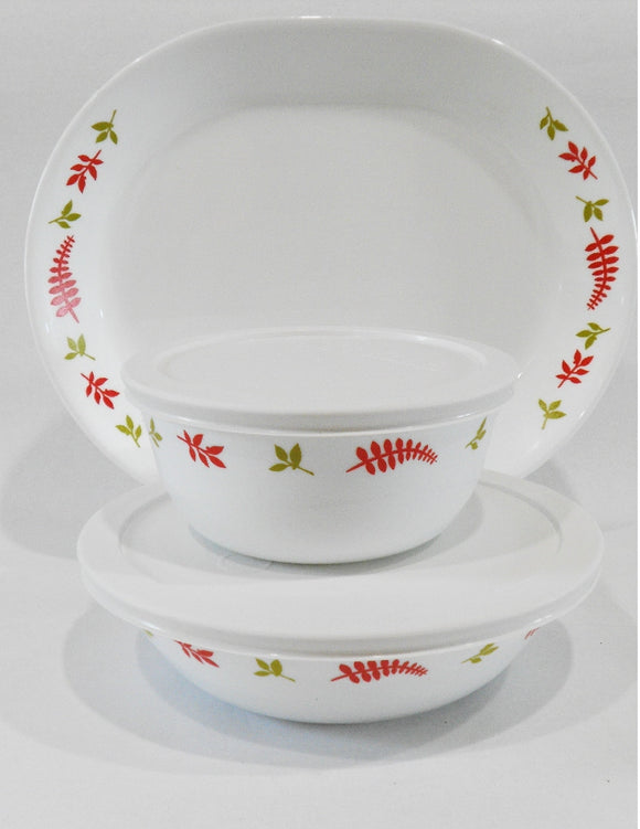 ❤️ 9-pc Corelle RAINFOREST SERVING SET Platter 1-Qt, 28-oz & 10-oz Dessert Bowls