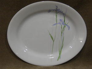 NEW Corelle SHADOW IRIS 9.5" Oval SERVING PLATTER Purple Floral Hand Decal