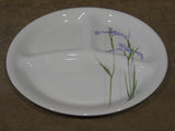 ❤️ Corelle SHADOW IRIS 8 1/2" Divided LUNCH PLATE Purple Floral Hand Decal