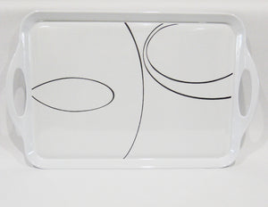 Corelle SIMPLE LINES Melamine Plastic RECTANGULAR TRAY Serving 19x11 Black Arcs
