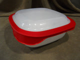 CORELLE 1.5 Qt Simplylite BAKE SERVE STORE White Casserole Dish w/Red Cover