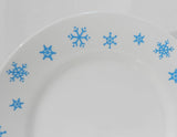 ❤️ 1 Corelle BLUE SNOWFLAKES 10 3/4" DINNER PLATE / Wide Rim Winter Snow