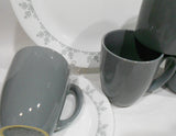 ❤️ 12-pc Corelle GRAY SNOWFLAKE Dinnerware Set *Holiday Winter BONUS: 4 Mugs