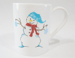 NEW Corelle 11-oz WINTER MAGIC Stoneware Cup MUG Holiday Snowman Blue Snowflakes