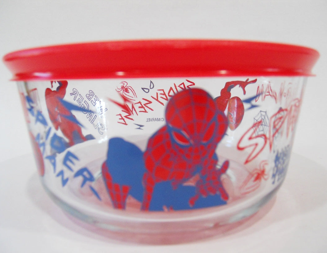 ️ PYREX 4 Cup SPIDERMAN Storage Bowl *Marvel Comics Legend Spidey Act ...