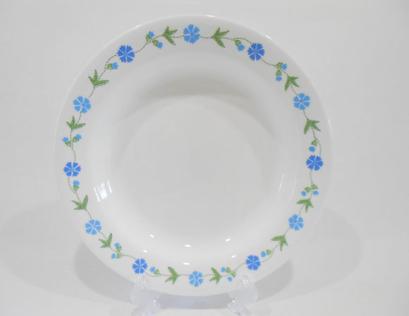 ❤️ Corelle SPRING BLUE 15-oz BOWL Flat Rimmed SOUP PLATE Trailing Floral Leaves