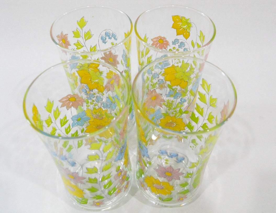 Set of 6 Corelle Spring Meadow 10 oz tumbler top glasses 5 1/4” pretty floral