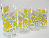 ❤️ NR MINT 4 Corelle SPRING MEADOW 10-oz TUMBLER GLASSES 5 1/4" Colorful Floral