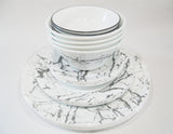 *NEW 20-pc Corelle STONE GREY DINNERWARE SET *Silver Gray Marble Asher Ribbons