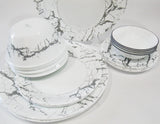 *NEW 20-pc Corelle STONE GREY DINNERWARE SET *Silver Gray Marble Asher Ribbons