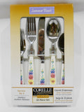 ❤️ NEW 20-pc Corelle SUMMER BLUSH Stainless FLATWARE Set Pansy Floral