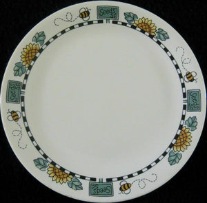 ❤️ 1 EU Corelle SUNBLOSSOMS 8 1/2" LUNCH PLATE Sandstone Sunflowers Seeds Bees
