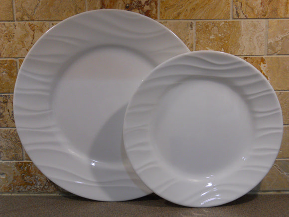 CORELLE Boutique SWEPT *Choose: 10 3/4 Dinner OR 8 1/2 Lunch PLATE *Embossed White Waves