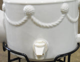 2 Qt White Ceramic Rose Top TEAPOT SERVING DISPENSER Carafe w/Stand TEA PARTIES
