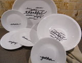 6-pc Corelle CELEBRATIONS THANKFUL 2 Qt Serving Bowl, Platter & Appetizer Plates